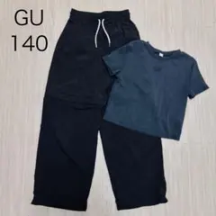 gu ２点セット 140 カーゴパンツ リブ 半袖 ショートパンツ Tシャツ