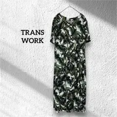 【美品】TRANS WORK ボタニカル柄ワンピース 38 三陽商会 洗える