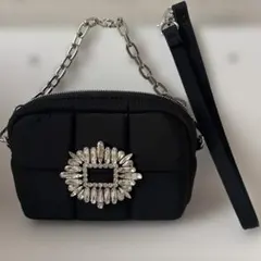 ブラックキルティングショルダーバッグ