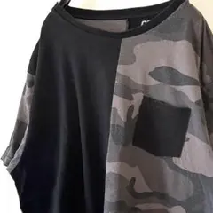 CSG カモフラ 迷彩 配色 Tシャツ L ブラック 黒 古着