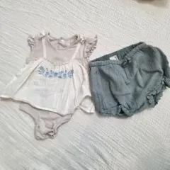 petit main 80 セットアップ フリル チュニック パンツ