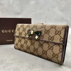 GUCCI GGキャンバス シェリーライン 長財布 - メルカリ