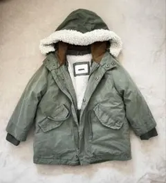 ZARA キッズ オリーブグリーン ダウンコート ボアフード付き2way 98㎝