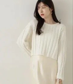 PROPORTION BODY DRESSING 短丈ケーブルニット