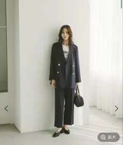 GLOBAL WORK お手入れラクラクWジャケット　ワイドパンツ　セットアップのサムネイル