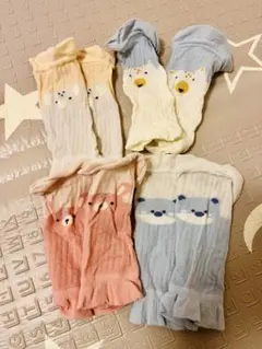 ベビーレッグウォーマー 4足セット クマデザイン（夏用）