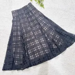JUSGLITTY ジャスグリッティー チェック刺繍フレアスカートM