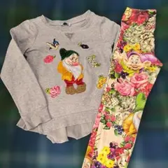 モナリザディズニートレーナーと花柄レギンスセット110リメイクハンドメイド生地