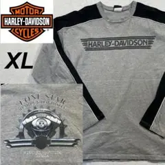 HARLEY-DAVIDSON 長袖　Tシャツ　V2 プリント　グレー　XL