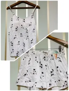 【新品】ジェラートピケ シャム猫柄　サテン　キャミソール　ショーパン