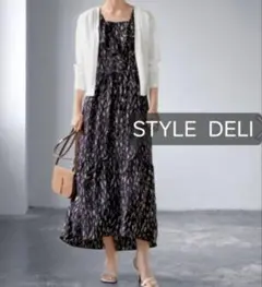 わんこ様専用　スタイルデリ　フロントラッフル柄ワンピース　02　ネイビー