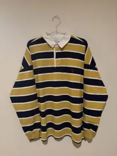 ストライプ ラガーシャツ イエロー ネイビー