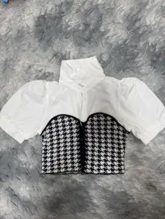 未使用!!BLACK QUEEN ハウンドトゥース クロップドシャツ ギャルのサムネイル