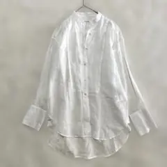 ★美品★ ウィムガゼット　ラミースタンドカラーシャツ　リネン　麻　長袖　ホワイトのサムネイル