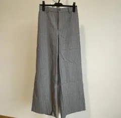GU グレー ストライプ ワイドパンツ Mサイズ