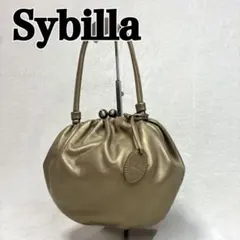 未使用級　Sybillaシビラ ハンドバッグ ワンショルダー がま口 レザー 金のサムネイル