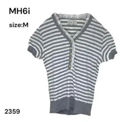 MH6i シャツ　トップス　ボーダー柄　Ｍ　半袖　おしゃれ　かわいい