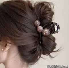 ヘアクリップ バンスクリップ パール クリップ ブラウン ヘア アクセサリー