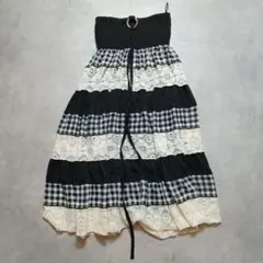 犬太郎様専用　　　　ロングフレアスカート　ギンガムチェック　森ガール　M