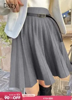 SHEIN 니트 플리츠 미니 스커트