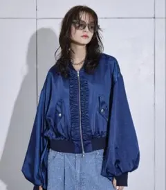 【seyto】サテンフリルショートボンバージャケット