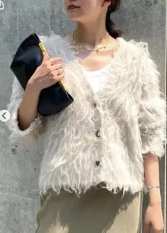 美品　ガリャルダガランテ　シャギー2WAYカーディガン　オフホワイト