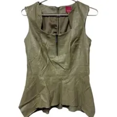 ノースリーブベスト オリーブグリーン おしゃれ服グリーン系 ヴィンテージ