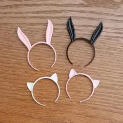リカちゃんサイズ カチューシャ 4個まとめ売り♡うさ耳 猫耳 ヘッドドレス