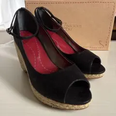 CONSCIOUS DAY ウェッジソール サンダルブラック 23.5cm黒37