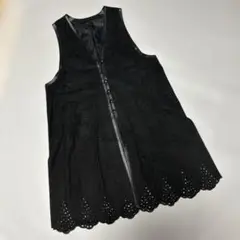 WB ベスト ジレ Fサイズ キュプラ100% ブラック スエード 美品