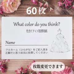投票用紙 60枚ドレス色当てクイズ ドレス当てクイズ ペーパーアイテム