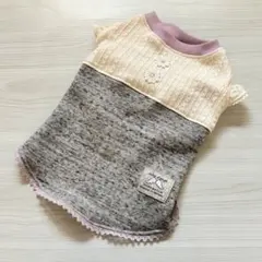 Mサイズ＊アラン風ニット×裏起毛ニットワンピース（パープル）