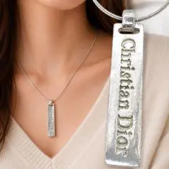 Dior ロゴプレート ネックレス シルバー ヴィンテージ 524