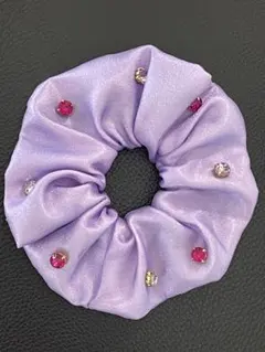 NEWパープルラメミックスビジューシュシュ