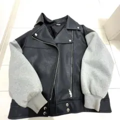ANAP レザーライダースジャケット ブラック・グレーのサムネイル