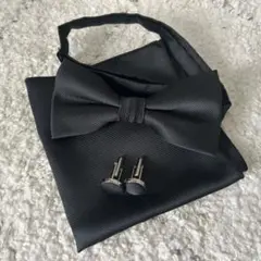 蝶ネクタイ ポケットチーフ カフスボタン 3点セット