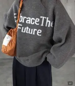 グレー メッセージプリント セーター