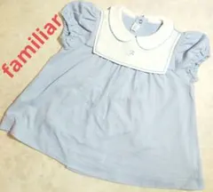 familiar　半袖ワンピース　ブルマ　チュニック　千鳥柄　水色