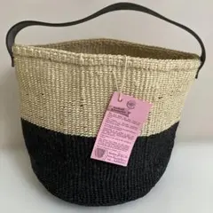 《タグ付き新品未使用品》サイザルかごバッグ ワンハンド　バイカラー　黒ナチュラル