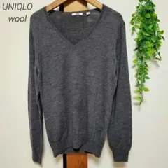 UNIQLO ユニクロ ウール Vネックセーター グレー シンプル wool