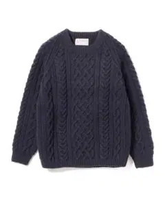 INVERALLAN ハンドニット ケーブルセーター ネイビーのサムネイル