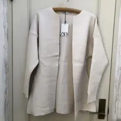 ZARA アイボリー ニットカーディガン