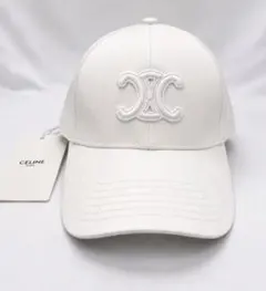 CELINE トリオンフ ベースボールキャップ ホワイト p