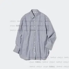 【新品未使用タグ付】コットンストライプシャツ　オーバーサイズシャツ　UNIQLO