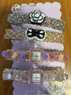 クリスタルバレッタ4個セット　モリーちゃんの可愛いオマケおつけします。