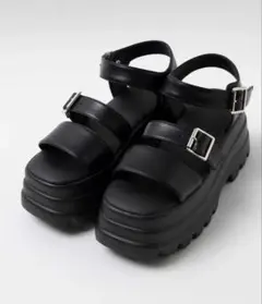WEGO ボリュームソールダブルベルトサンダル 厚底 サンダル 黒のサムネイル