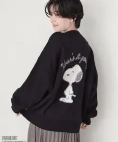 PEANUTS スヌーピーワンポイントプリントジャガードニット