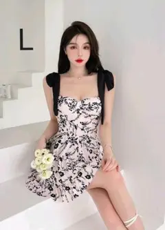 レディース水着☆L☆花柄☆かわいい・韓国水着・ワンピース・人気・フリル・リボン