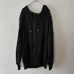 美品⭐️ 長袖 パーカー 羽織り フード付き ジップアップ 薄手 黒 春 夏 秋