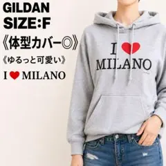 ギルダン パーカー I♡MILANO グレー ゆるだぼ 古着 女子 F Sのサムネイル